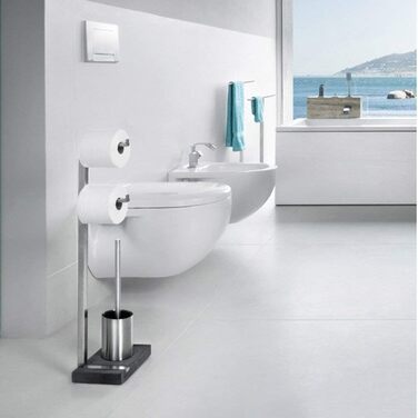blomus -MENOTO- Stand WC-Garnitur (Toilet Butler) made of polished stainless steel, freestanding, holds 2 toilet rolls, exclusive design, bathroom accessory (H/W/D: 71 x 20 x 15 cm, polished stainless steel, 68663)