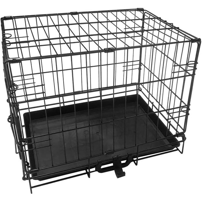 Клітка для собак 91 x 56 x 62 см, складана з 2 дверцятами, переноска для собак, автобокc для собак, з піддоном, дротяна клітка, переноска для собак, розмір L (117 x 64 x 86 см)