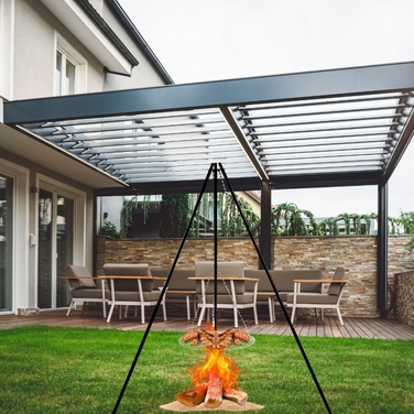 Портативний вугільний гриль-штатив металевий