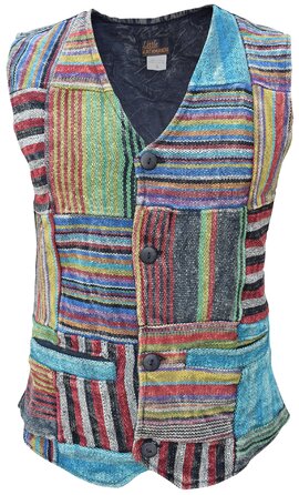 Чоловіча жилетка Gheri Patchwork смугаста бохо з ґудзиками, випрана камінням, розмір L