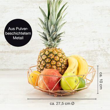 Таця Moritz & Moritz Obstschale Roségold, 27,5 см - фруктова таця з рожевого металу, кошик для подарунків, фруктів, овочів та хліба