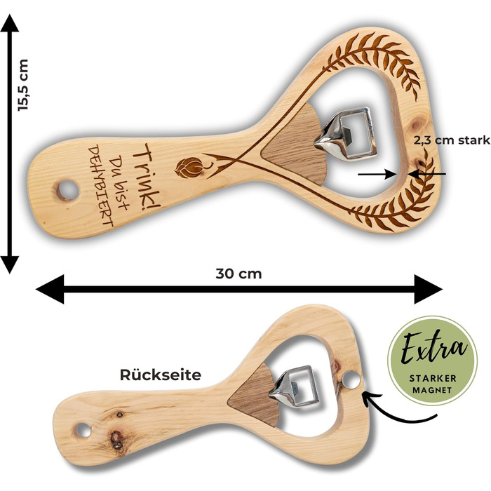 sagl.tirol® XXL Bottle Opener made of Swiss Pine Wood – with engraving 