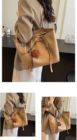 Сумка жіноча Hixingo велика містка Khaki (38x27x16 см) - Vintage шопер, сумка через плече, сумка-тоут для роботи, подорожей, покупок