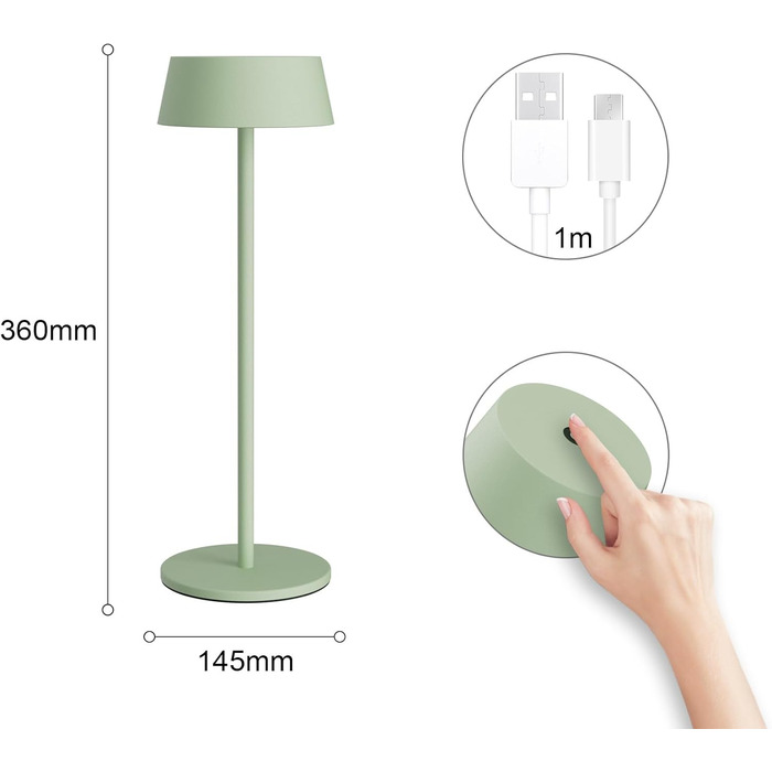 LED акумуляторні настільні лампи K-Bright (2 шт.), тепле біле світло 3000K, диммування, для дому та саду