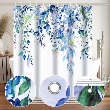 Шторка для душу текстильна з 12 гачками, водонепроникна, антигрибкова, зелена, 180x200 см