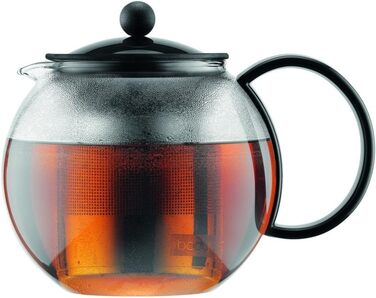Чайник-прес Bodum Assam 1 л, скляна ручка, сталевий фільтр, чорний