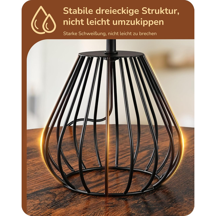 EDISHINE Настільна лампа, сучасний індустріальний дизайн, цоколь E14, вінтажний стиль, для спальні, вітальні, бежево-чорний колір (ротанг + чорний)