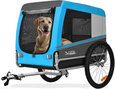 Тігго VS Pets L: великий велосипедний причіп для собак, 270л, для собак середнього та великого розміру до 35 кг, складаний, блакитний