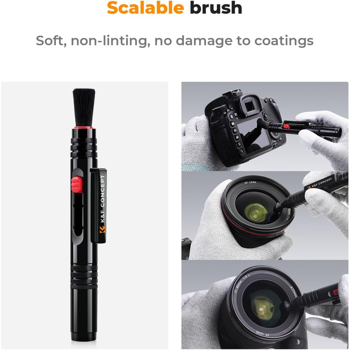 Набір для чищення об'єктивів K&F Concept: м'який пензлик для чищення цифрових камер, лінз, фільтрів та оптики