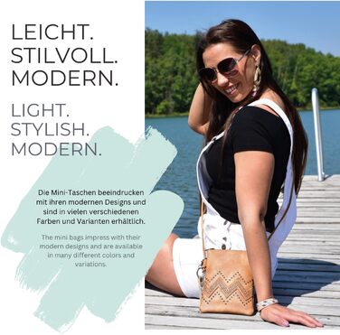 Сумка жіноча styleBREAKER міні через плече з вирізами зигзаг та заклепками, оливкова 02012211