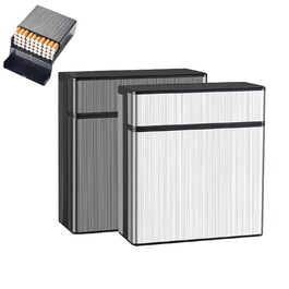 Металеве тютюнопакувальник для 40 сигарет, сигаретний футляр для чоловіків та жінок, чорний+срібний