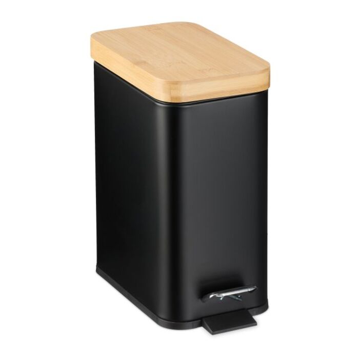 Relaxdays Waste Bin 5 l with Bamboo Lid