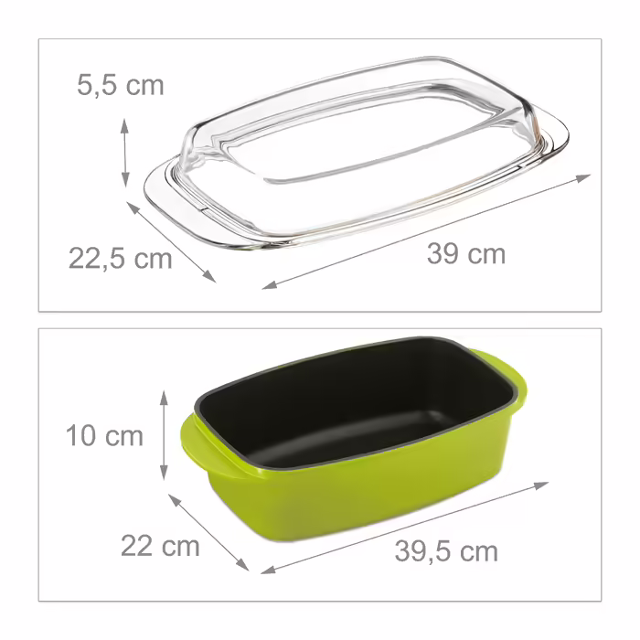 Relaxdays Green Roasting Pan with Glass Lid