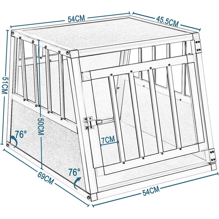 Кія для собак, переноска для собак, алюмінієва переноска для авто, переноска для дому, переноска для малих/середніх собак та котів 54x69x51 см з безпечним замком, легка та стабільна, чорна