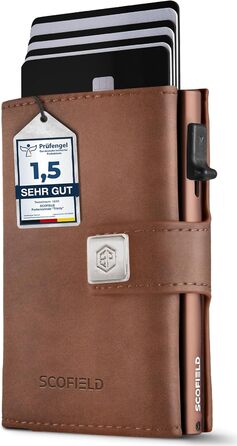 Чоловічий гаманець SF SCOFIELD з відділенням для монет | Тонкий гаманець на 9-11 карт | RFID захист | Гаманець-картхолдер | Гаманець для чоловіків | Smart Wallet | Елегантний дизайн | Vintage Brown - Caramel Brown