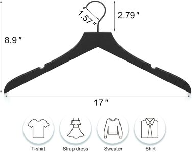 Плечики дерев'яні TOPIA HANGER, 20 шт. з поворотним гаком, для одягу (пальто, костюмів, жакетів, светрів, суконь) - чорні