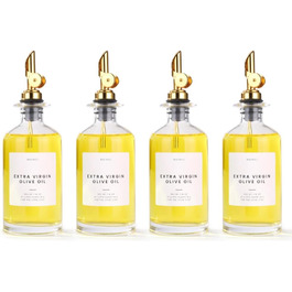 Molimoli Olive Oil Set in Glass, 350-ml Bottles with Weighted Dispensers, 4 Pieces