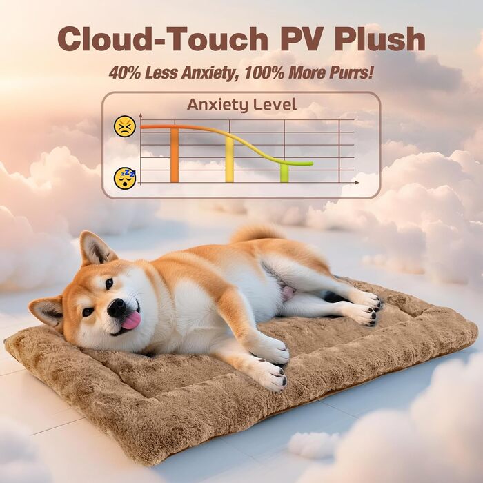 М'яка лежанка для собак Mora Pets: тепла, миюча, нековзна, 74 x 46 см (XXL 104 x 69 см, коричнева)