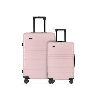 Валіза ETERNITIVE з полікарбонату та ABS: легка, з колесами 360°, з TSA-замком, для ручної поклажі (оливковий, рожевий, набір 2 шт. S+M)