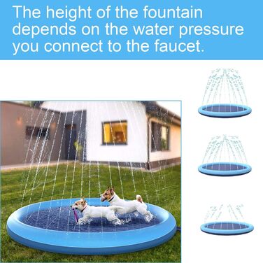 Dog pool for dogs, splash pool for pets, 100cm foldable sprinkler and splash play mat, dog splash pool, summer toy, spray cushion garden outdoor portable sprinkler