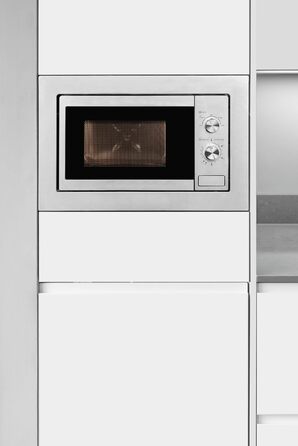 Вбудована мікрохвильова піч Exquisit EMW20-DG-020 | 800 Вт, гриль 1000 Вт, 8 програм, діаметр підноса 27 см, нержавіюча сталь