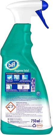 Засіб для чищення ванної кімнати Biff Bad Total Hygienische Frische проти вапна та бруду, гігієнічна свіжість, спрей (набір 8 x 750 мл)