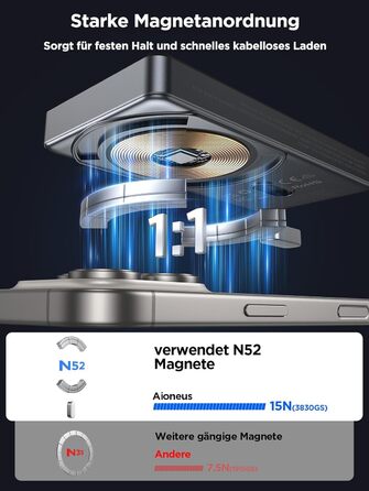 Портативний зарядний акумулятор Powerbank з MagSafe, 5000mAh, 20W PD, 15W Wireless, USB-C, для iPhone, AirPods (Сірий)