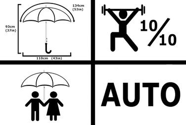 COLLAR AND CUFFS London Transparent Auto Open Windproof Umbrella - Fiberglass Reinforced Stock Umbrella for Men & Women - Black Trim - Non-Slip Grip