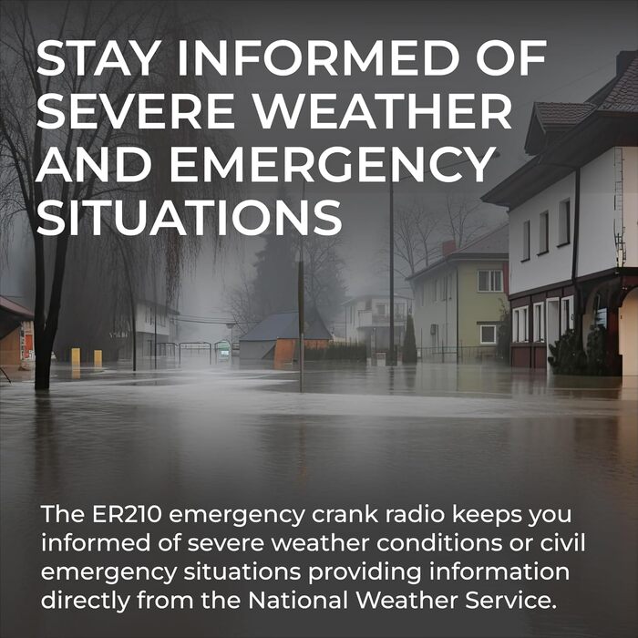 Радіо Midland ER210 NOAA: компактне, з ручним заводом, для сповіщень про погоду, AM/FM, SOS-ліхтарик