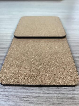 MDF coaster, blank, cork base, 9 x 9 cm, white, blank, square, 50 pieces