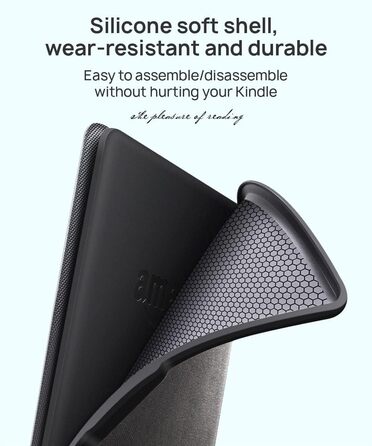 Чохол для Kindle 6 дюймів (2022 та 2024) ERUNTO: TPU з текстурою тканини, ремінь, магнітна кришка, Smart Wake/Sleep, вітрильник