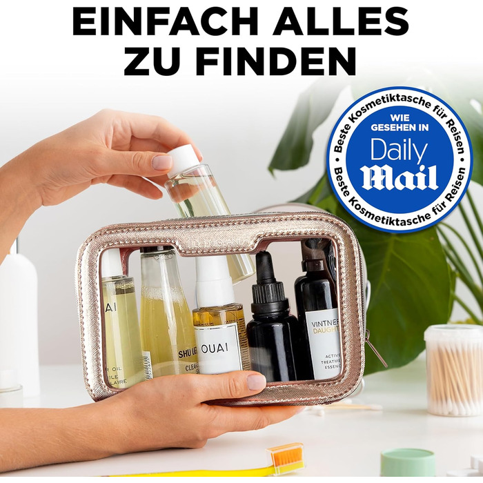 Lily England Косметичка Прозора Водонепроникна - Косметичний мішечок для подорожей та повсякденного використання (Рожеве золото)