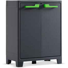Keter Moby Plastic Cabinet, tall, anthracite/green/gray, cm, including 4 adjustable shelves each with a 30kg load capacity, suitable for indoor and outdoor use, UV and water-resistant (IPX3) (80 x 44 x 100)