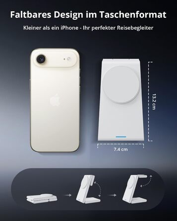 Зарядний пристрій 3-в-1 GEEKERA MagSafe для Apple Watch, iPhone (12-17) та AirPods, бездротова зарядка, матовий білий