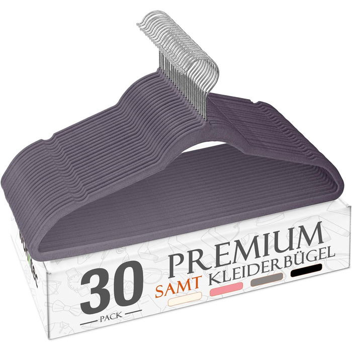 Плечики для одягу з велюру, 20 шт. - Плечики для економії місця, неслизькі, міцні, 360° обертання - для сорочок, костюмів, светрів, штанів