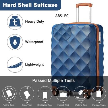 Чемодан ручної об'єму British Traveller 54x36.5x21.5 см з косметичкою 31x25x17 см, ABS+PC, блакитний