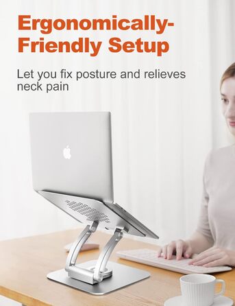 Adjustable Laptop Stand with 360° Rotation - Ergonomic Desk Stand for 10-17