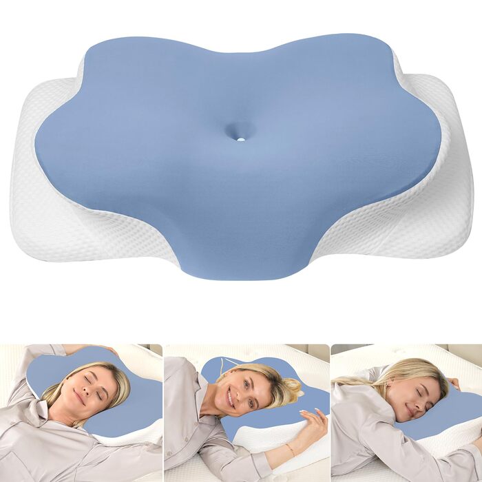 Подушка ортопедична Mulisoft Memory Foam для сну на боці, спині та животі, сіра, розмір М