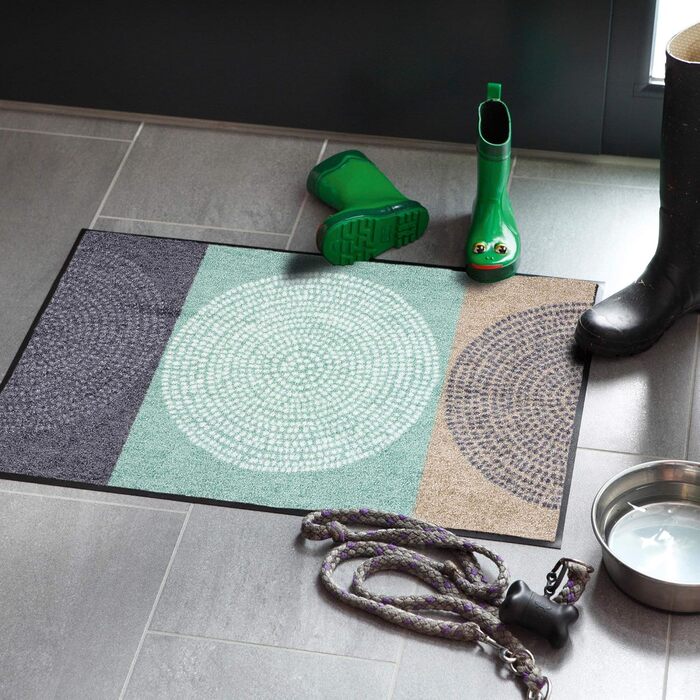 Килимок для входу Salonloewe Nestor 50x75 см, сіро-м'ятний, прямокутний, миючий