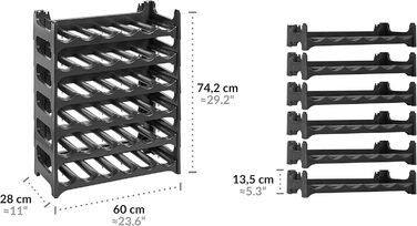 Bottle Rack - Modular, Stackable Design for 36 Bottles, Wine Rack Anthracite