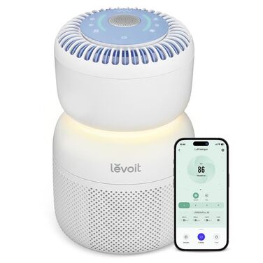 Повітряочищувач LEVOIT Core 400S з HEPA-фільтром для алергіків, з фільтром з активованого вугілля, CADR 433 м³/год до 90 м², для квартири, спальні та кімнати курців, тихий, індикатор PM2.5, автоматичний режим, керування через додаток та Alexa, сріблясто-б