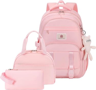 Стильний рюкзак для підлітка, дівчини, студентки: великий, 39.6 см (15.6 дюймів), антикрадійний, рожевий (L)