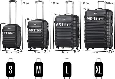 Набір валіз Zelsius 4 шт., чорний | ABS, з кодовим замком, 4 колеса, внутрішній роздільник | Ручна валіза, набір валіз, тріліон, велика валіза
