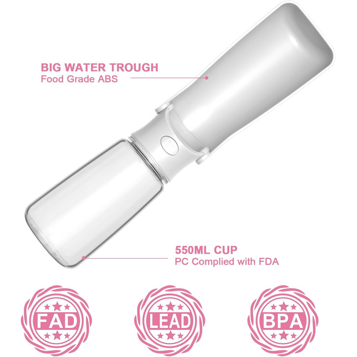 Складана пляшка для води для собак Canareen - портативна пляшка для тварин 550 мл для прогулянок, подорожей та активного відпочинку