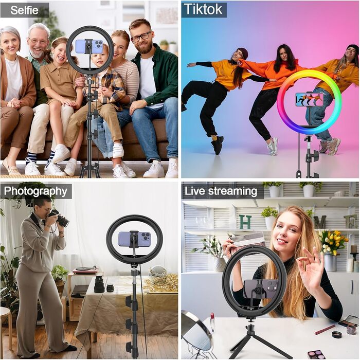 Кільцеве світло PEYOU 30 см зі штативом 183 см, 42 режими RGB, регульована яскравість, для телефону, макіяжу, TikTok, YouTube, фотографії