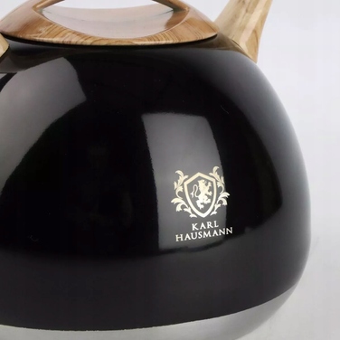 Класичний емальований сталевий чайник Karl Hausmann, 3 л, бежевий з чорним