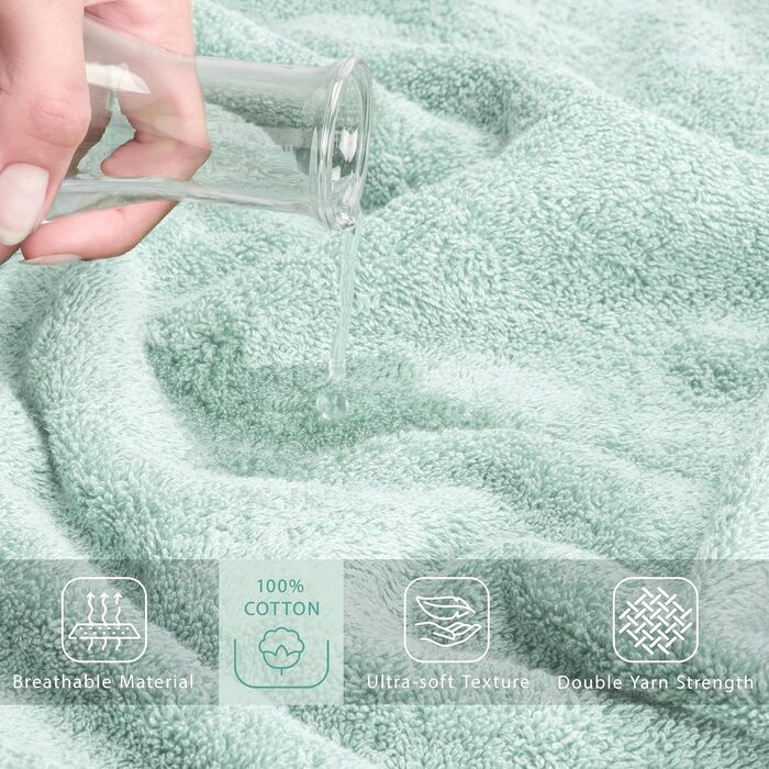 Набір рушників для ванної Cotton Paradise з 100% турецької бавовни, м'які та гігроскопічні, 6 предметів (2 великих рушники 40x80, 2 рушники для рук, 2 рукавника), колір шавлія/м'ята