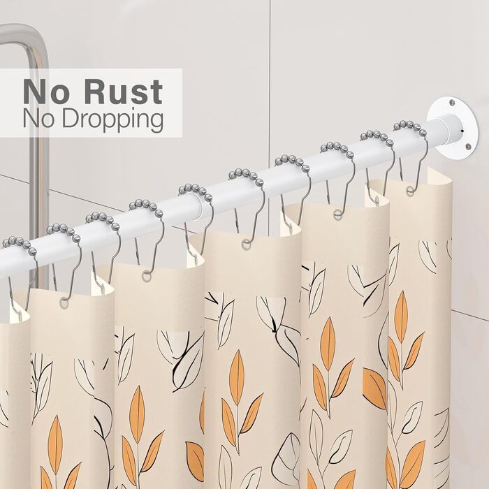 Кутова душова штанга L-подібної форми, регульована, з 12 гачками та підставкою для стелі – 99,1 см – 175,3 x 149,3 см – 215,3 см (білий)