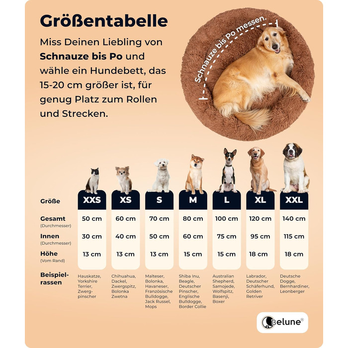 Belune® Лежанка для собак [знімний, washable cover] - Оригінал - [L, 100 см, темно-сірий] Корзина для собак, ліжко для котів, лежанка для собак, м'яка лежанка для собак великих, середніх та маленьких собак L (100 см) Темно-сірий