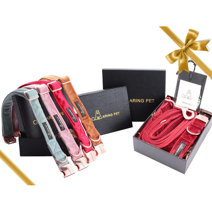 Нашийник та поводок для собак Aring Pet: надійний комплект для малих, середніх та великих собак (червоний, на Новий рік)